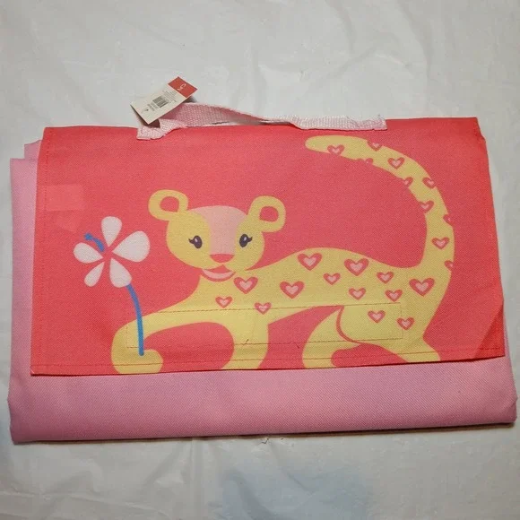 Pink Picnic Blanket With Yellow Tiger 78