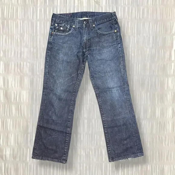 Vintage True Religion Men’s Blue Straight Leg Jeans - Size 34