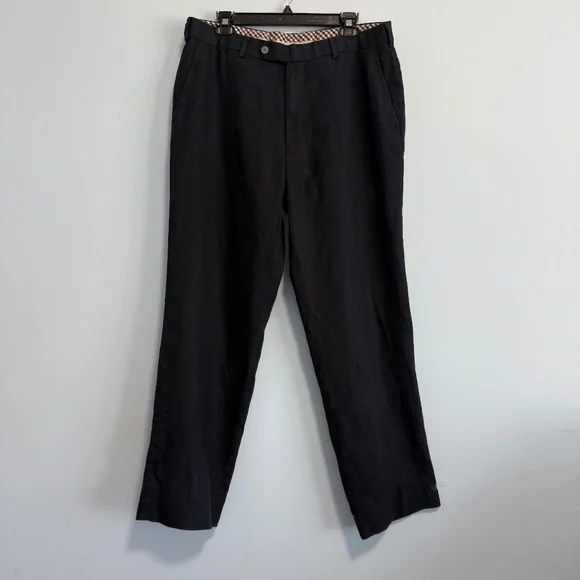 Brooks Brothers‎ Fitzgerald Men’s 100% Linen Navy Pants Size 43L/W37