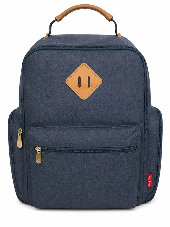 Fisher-Price Navy Blue Baby Diaper Backpack with Tan Accents