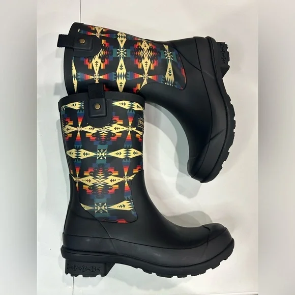 Pendleton Women's Size 6 Medium Tucson Mid Rain Boots Black NWT