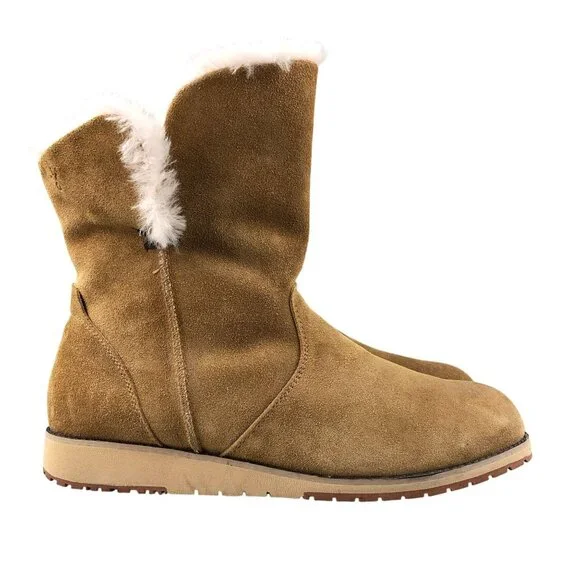 EMU Australia Unisex Size 9M 10W Beach Lo Brown Suede Merino Wool Lined Boots