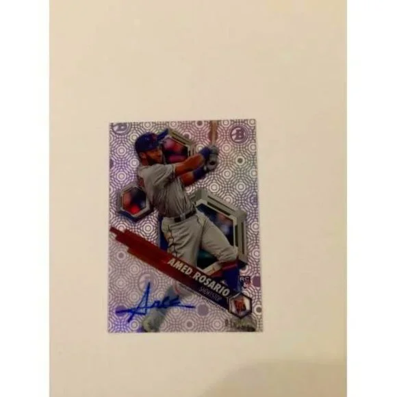 2018 TOPPS HIGH TEK AMED ROSARIO PURPLE AUTO #’d 54/150 RC NY Mets (033)