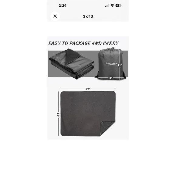 DUKUSEEK Outdoor Waterproof Stadium Blanket with Hood, Windproof Camping Blan...