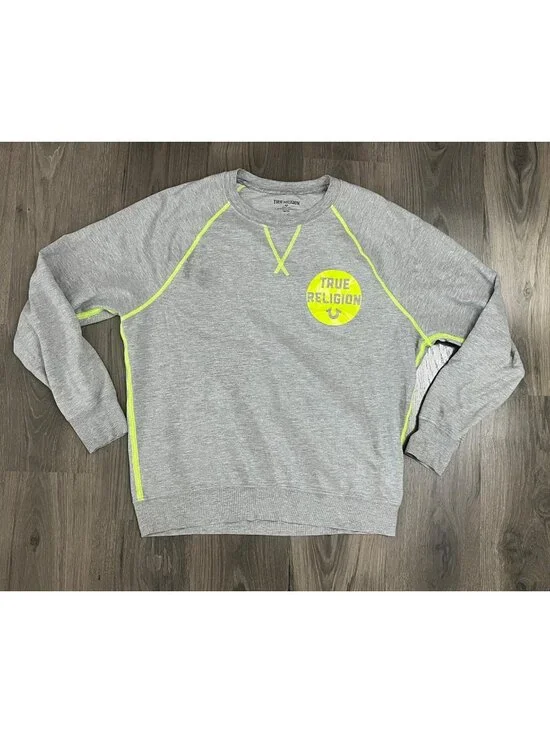 True Religion Crewneck Sweater Sweatshirt Gray means 2XL - Stain / Mark