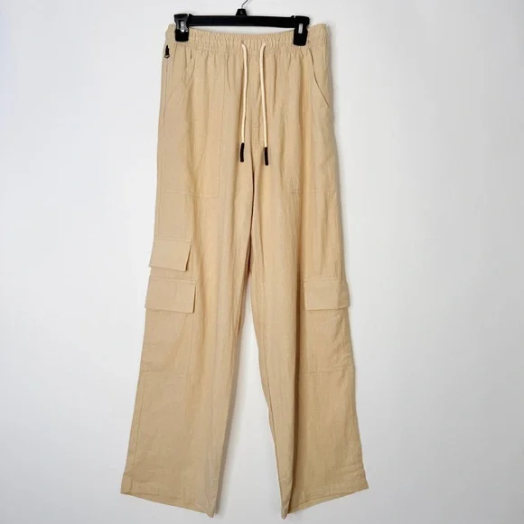 OAS Beige Cargo Linen Pants Size S #0060
