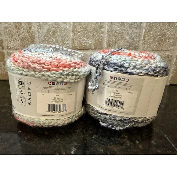 2 Pack Lion Brand Homespun Stripes Acrylic Bulky 'Go Team' 185yd Lot#150810
