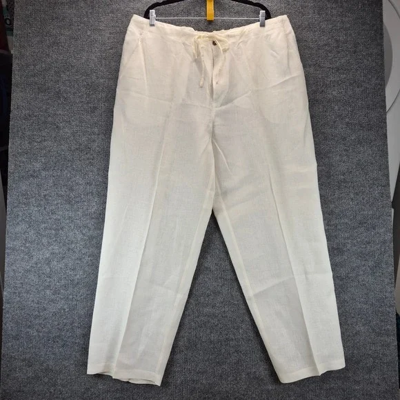 Havana Jack's Cafe Linen Pants Drawstring XXL White Men's