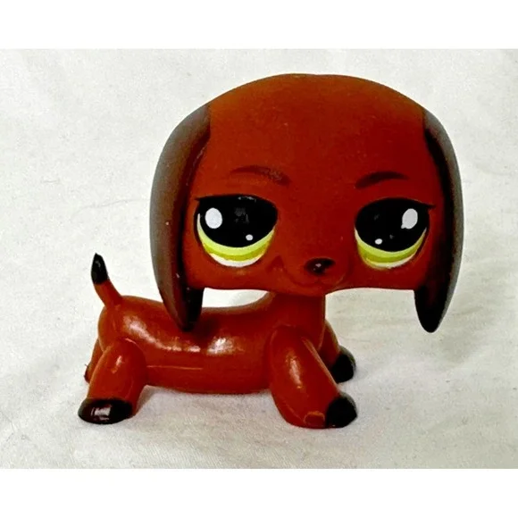 Littlest Pet Shop lps Dachshund Figure Dog #992 Green Eyes Weiner Dog