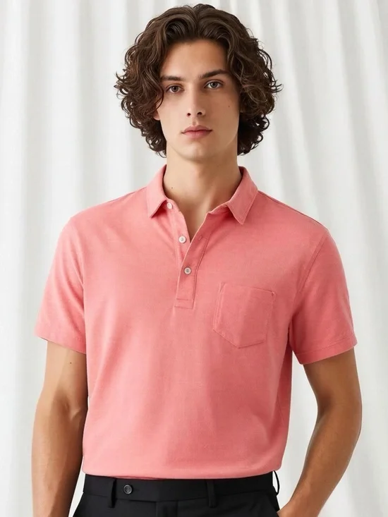 J. Crew Men's100% Cotton Coral Polo Shirt Size L