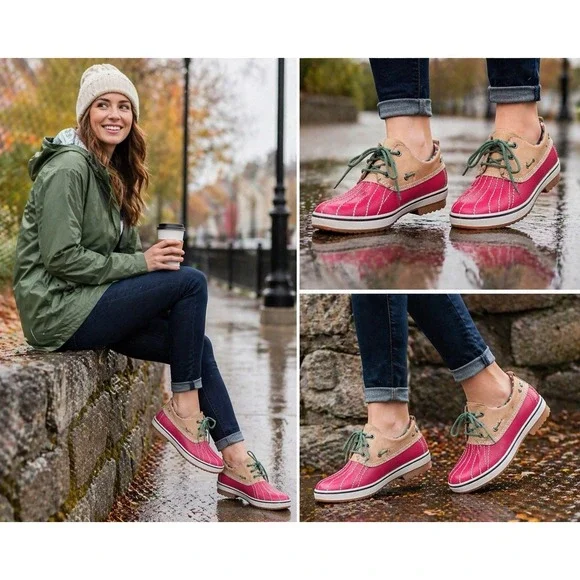 Sorel‎ Boots Womens 7 Waterproof Leather Canvas Red Tan Leather Lace Up Hiking