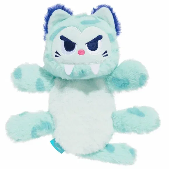 NWT Bark Box SLOBBERTOOTH TIGER Plush Dog Toy, Blue, Size M/L 20+ lbs. Dogs