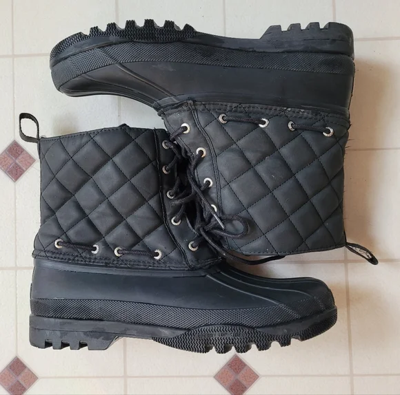 Sperry Top-Sider Gosling Quilted Duck Boots Womens 10 Black Waterproof Outdoor