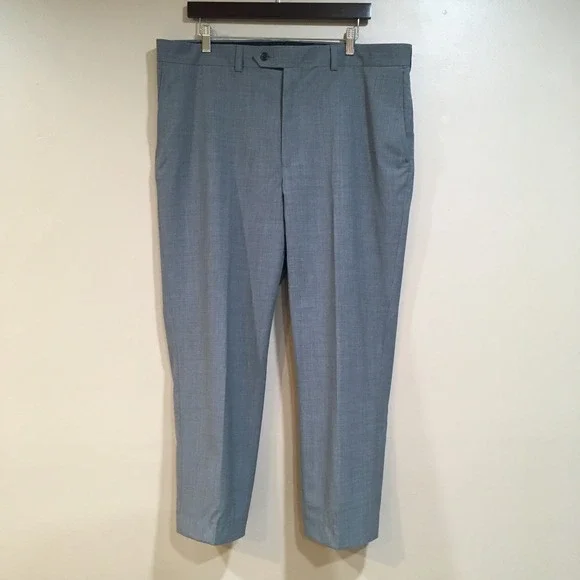 Lands End Tailored‎ Fit Wool Blend Dress Pants Mens 38 Gray Professional Classic