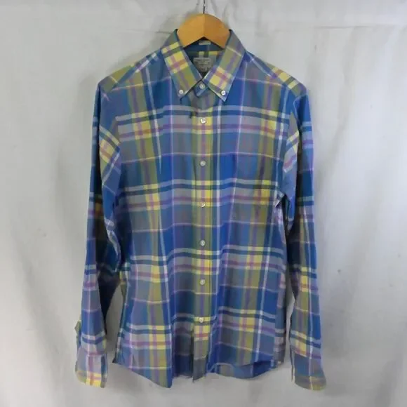 J.CREW Small Blue Yellow Purple Lightweight Slim Fit Button Front Men‎ Shirt