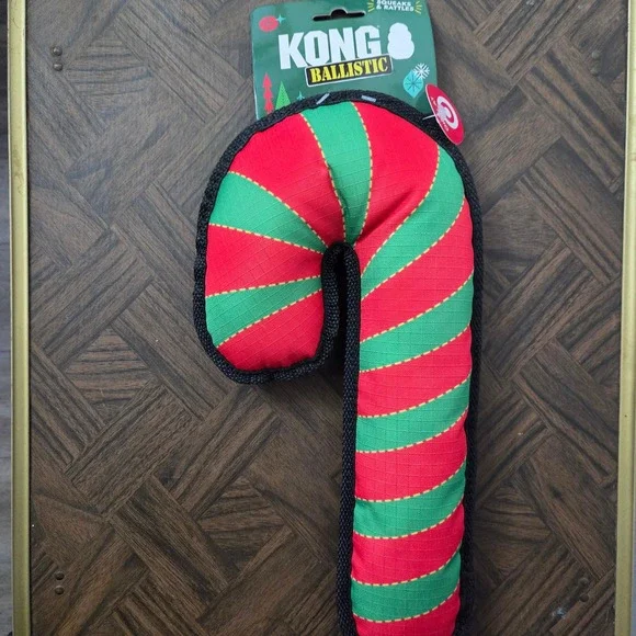 KONG Ballistic Candy Cane‎ Dog Toy Holiday Squeaky Durable Ripstop M/L NWT