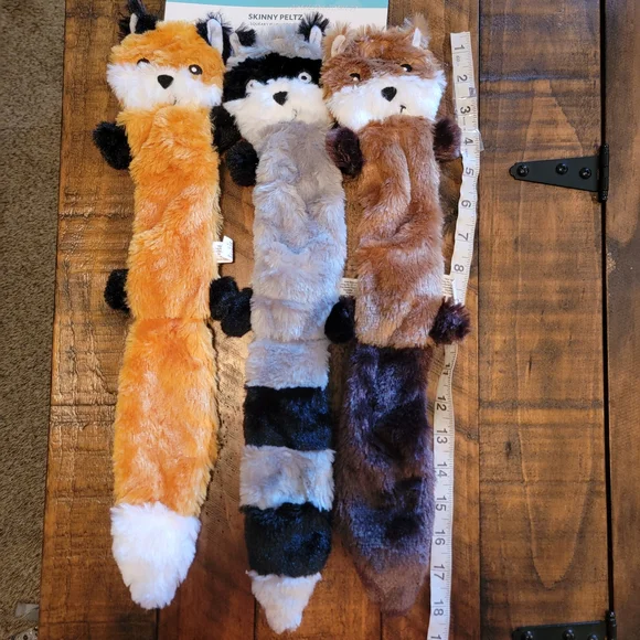 Plush Dog Toy Set - Orange, Gray, Brown‎ Beaver, Fox Racoon