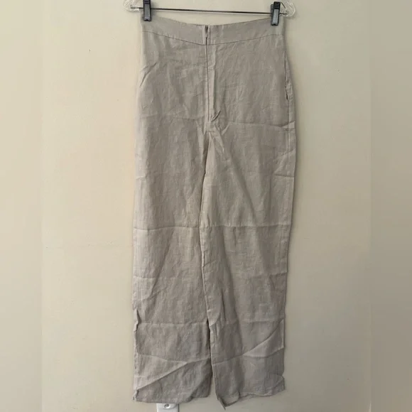 Due Panno chic minimalist beige pants flat front & back straight leg SZ 36 (2-4)