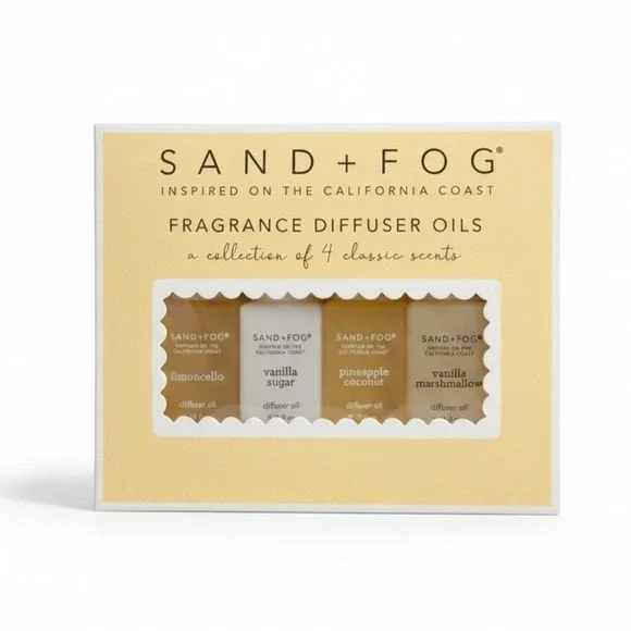 SAND + FOG Fragrance Diffuser Oil 4pk Limincello vanilla pineapple coconut