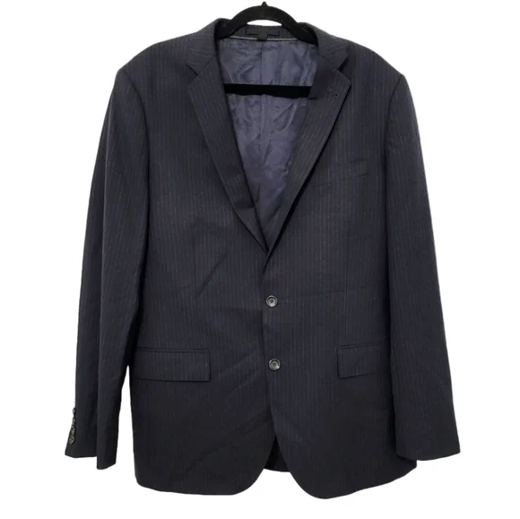 J. Crew Ludlow Slim-Fit Loro Piana Wool Black Pinstripe Men's Suit Jacket Office