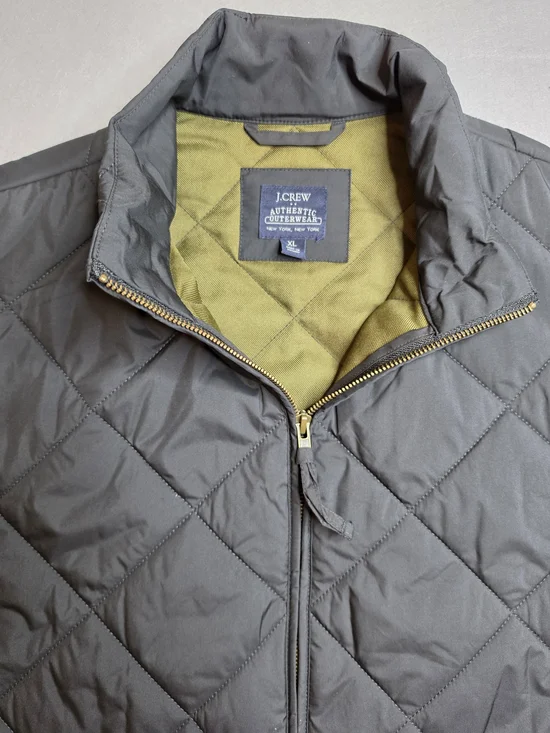 J. Crew Authentic Outerwear Men's Black Full‎ Zipper Quilted Puffer Vest Size XL