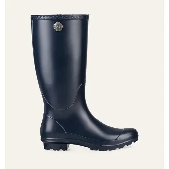 UGG Shelby Matte Rain Boots Waterproof Rubber Black Womens Boot Normcore Size 6