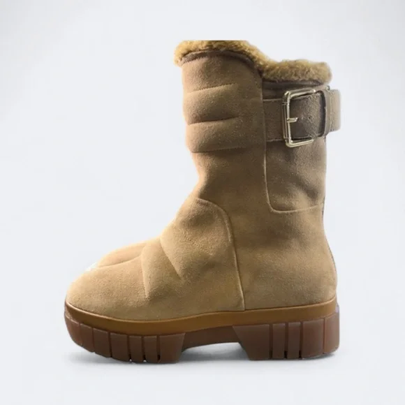 Free People Fable‎ Faux Fur Platform Winter Boots Sand Color Womens EU 39/US 8.5