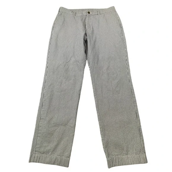Brooks Brothers Clark Seersucker Pants‎ Mens 36x30 Blue White Striped Cotton