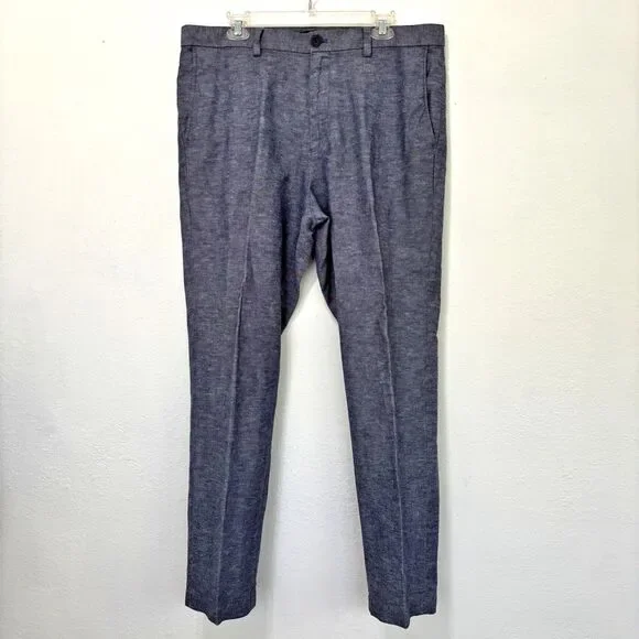 Banana Republic Mens Aiden Chino Linen Blend Pants 36x32 Coastal Casual Preppy
