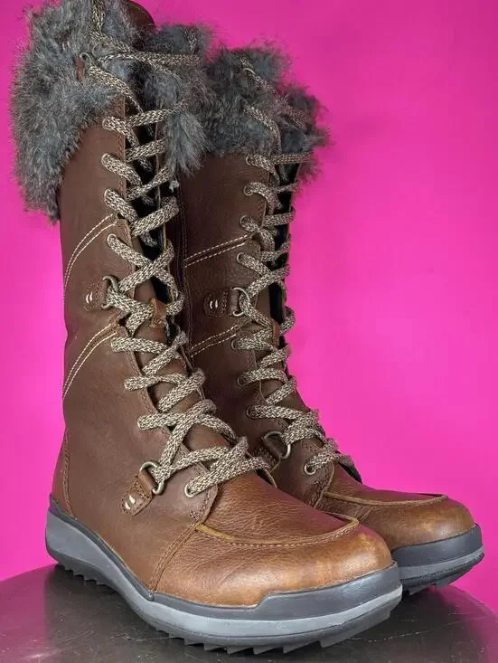 Merrell Snowcreek Tall Polar Brown Leather Waterproof Lace-Up Winter Boot US 8