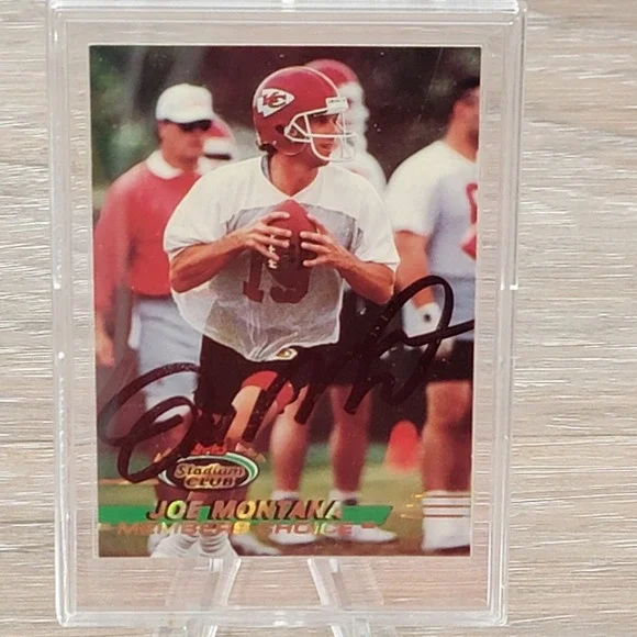 1993 Topps Stadium Club Joe Montana Signed Members Choice Kansas City Chiefs