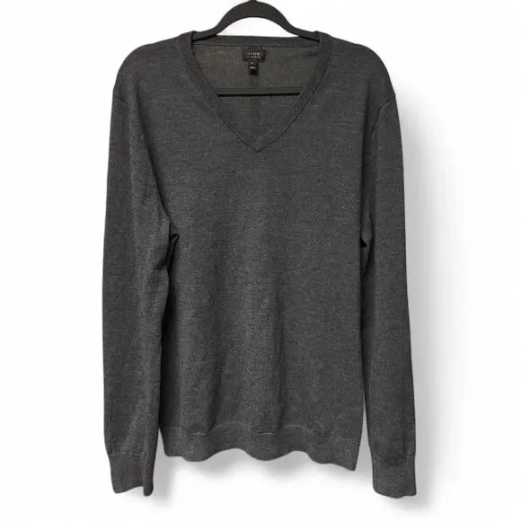 J. Crew grey wool Vneckline sweater size LT