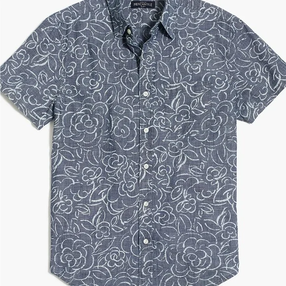 J. Crew Navy Floral Casual Button Down Shirt