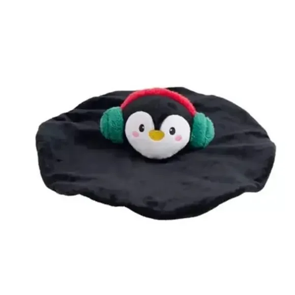 Merry & Bright Penguin Squeaker Crinkle Blanket Plush Dog Toy Black Shake Play‎