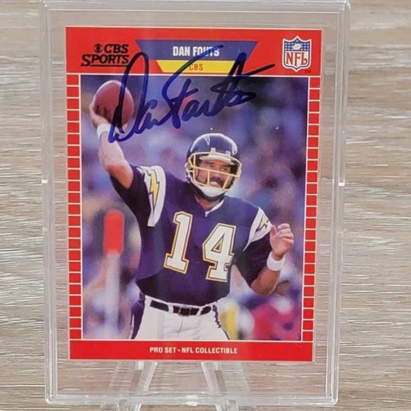 1989 Pro Set Dan Fouts Signed Autographed Card 14 CBS Sports San Diego Chargers