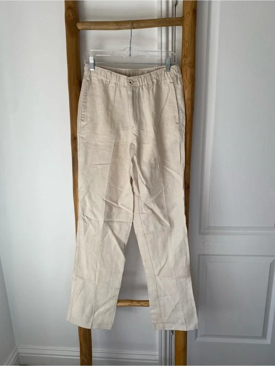 Tommy Bahama Relax Men’s Small 100% Linen On The Beach Drawstring Pants Beige
