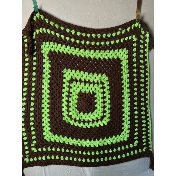 Vintage Rare Crochet Blanket Postage Stamp Granny Square 43 X 40 Grannycore