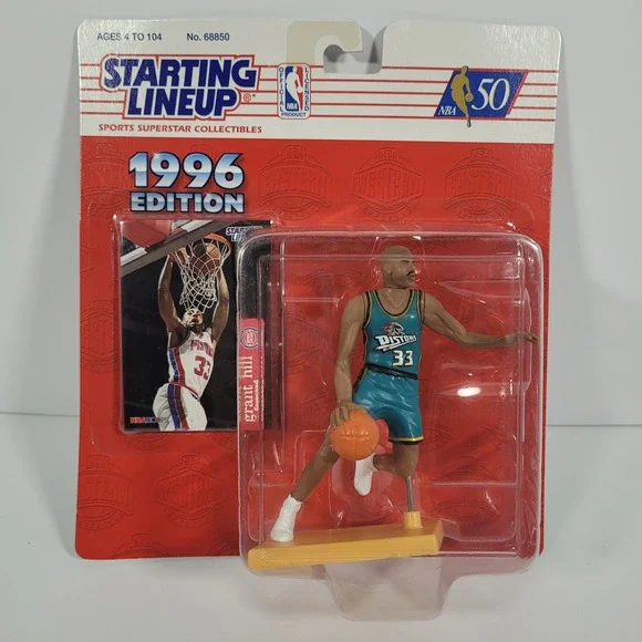 Starting Lineup 1996 Grant Hill Detroit Pistons Figure with Card NBA 50 Kenner