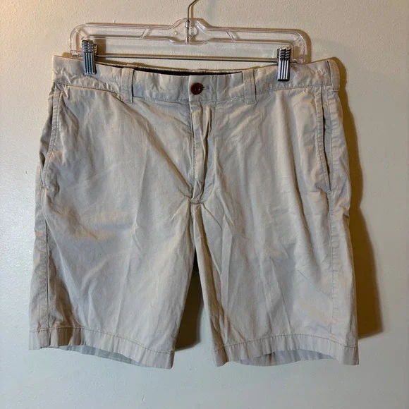 J.Crew Mens Stretch Chino Shorts Khaki Stone 9 Inch Inseam Size 33‎