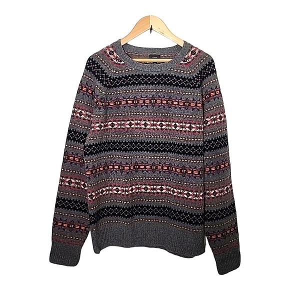 J. Crew Fair Isle 100% lambs wool sweater size L