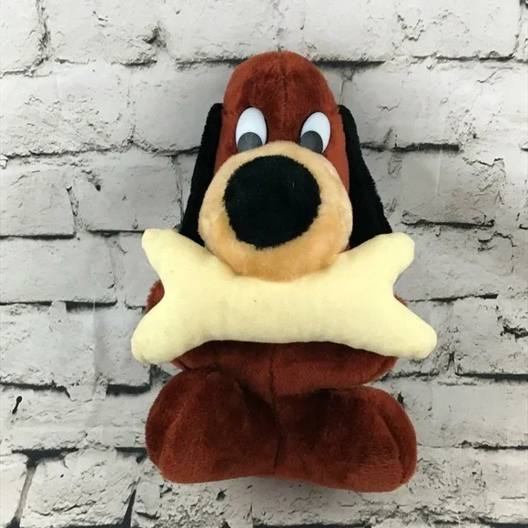 VTG Classic Toy Co Dog & Bone Plush Brown Styrofoam Pellet Filled Soft Toy‎