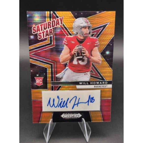 2025 Prizm Draft Picks Will Howard ##SSS-WHD Saturday Stars Orange Pulsar /35 AU