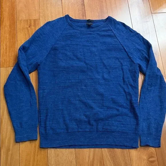 J. Crew Men's Deep Blue Crewneck Cotton Sweater‎ Size L