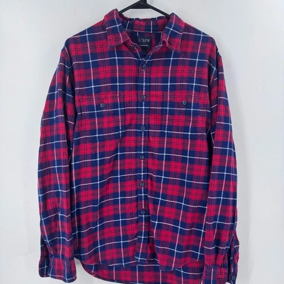 J. Crew‎ Flannel Red and Blue Casual Button Down Shirt