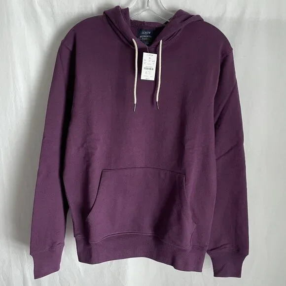 NWT J. Crew Mens Giza Fleece Hoodie Size S Purple Unisex