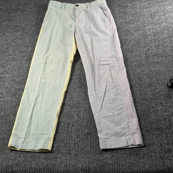 Brooks Brothers Clark Fit Seersucker Multi Color Block Stripe Pants Mens 28x32