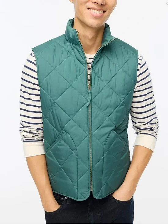 J. Crew Men’s Walker Vest Quilted Green Full Zip Size S