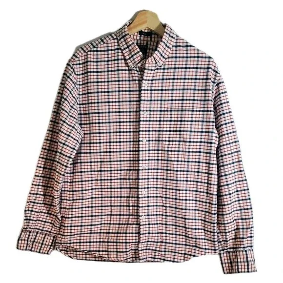 J.Crew Flex Oxford‎ Slim Shirt Mens L Plaid Button Down