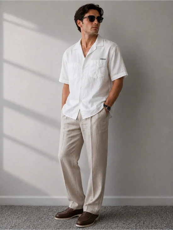 Sean John White Linen Blend Camp Collar Shirt 3XL NWT Relaxed Resort Style