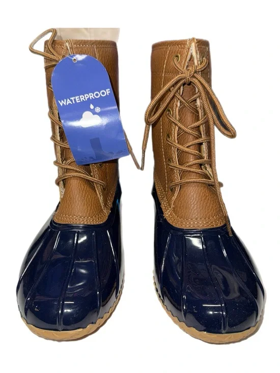 JBU by Jambu - Maplewood Waterproof Duck Boots -‎ Brown/Navy - Women’s 8M
